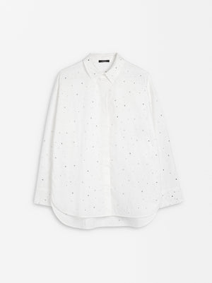 100% Cotton Shirt With Rhinestones