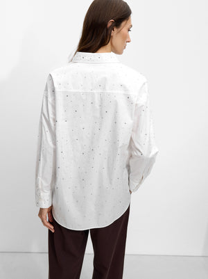 100% Cotton Shirt With Rhinestones