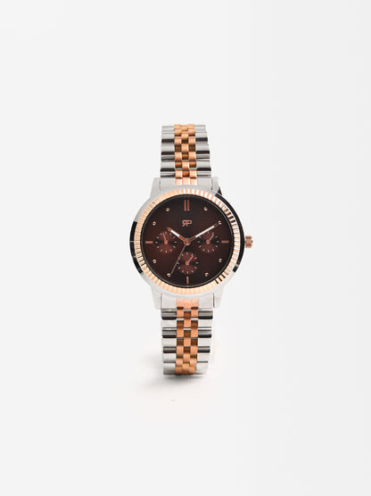 Watch With Bicolor Stainless Steel Wristband