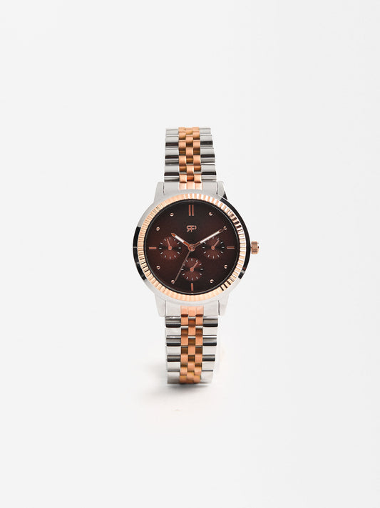 Watch With Bicolor Stainless Steel Wristband