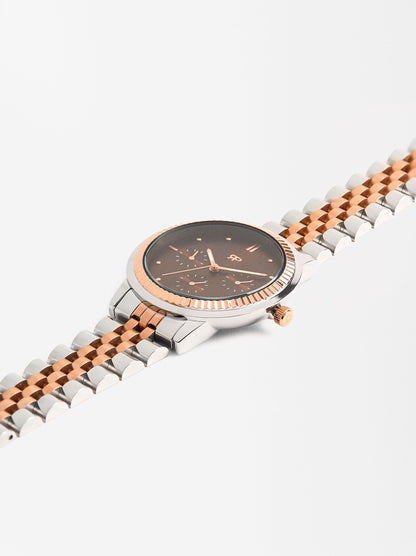 Watch With Bicolor Stainless Steel Wristband