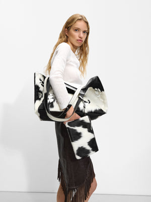 Animal-Print Leather Shopper Bag