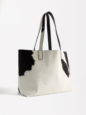 Animal-Print Leather Shopper Bag