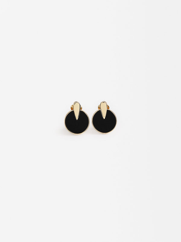 Round Earrings With Golden Detail