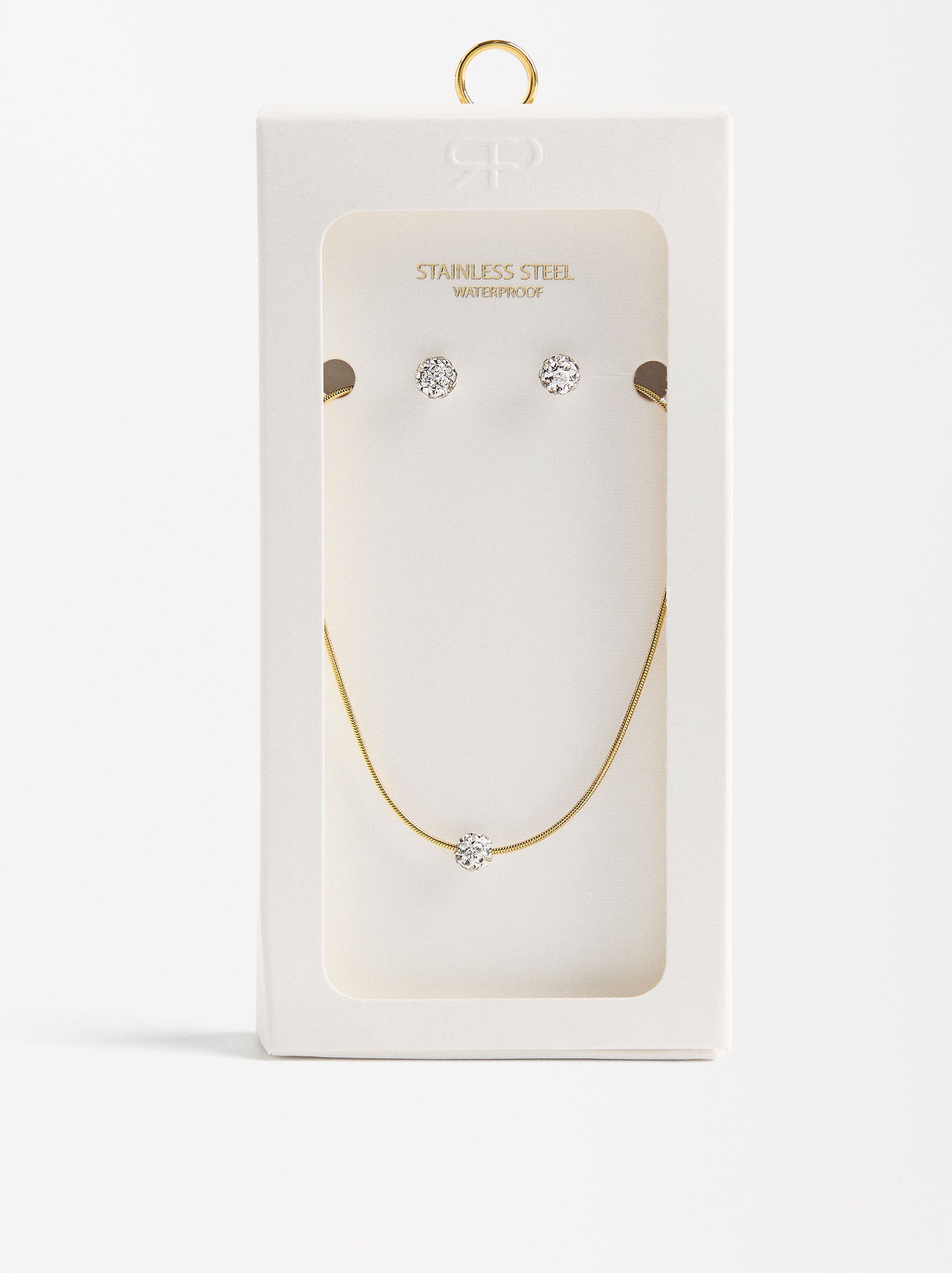 Set  Necklace And Earrings With Crystals - Stainless Steel