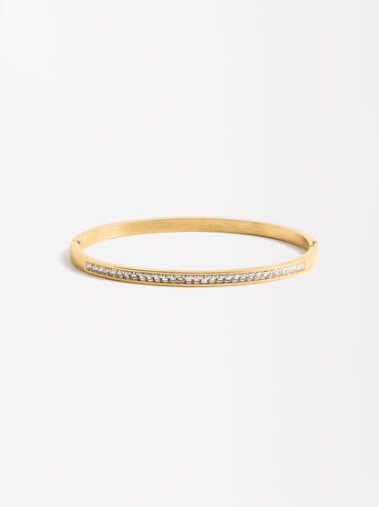 Rigid Bracelet With Crystals - Stainless Steel