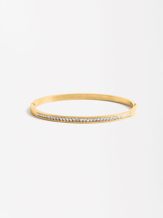 Rigid Bracelet With Crystals - Stainless Steel