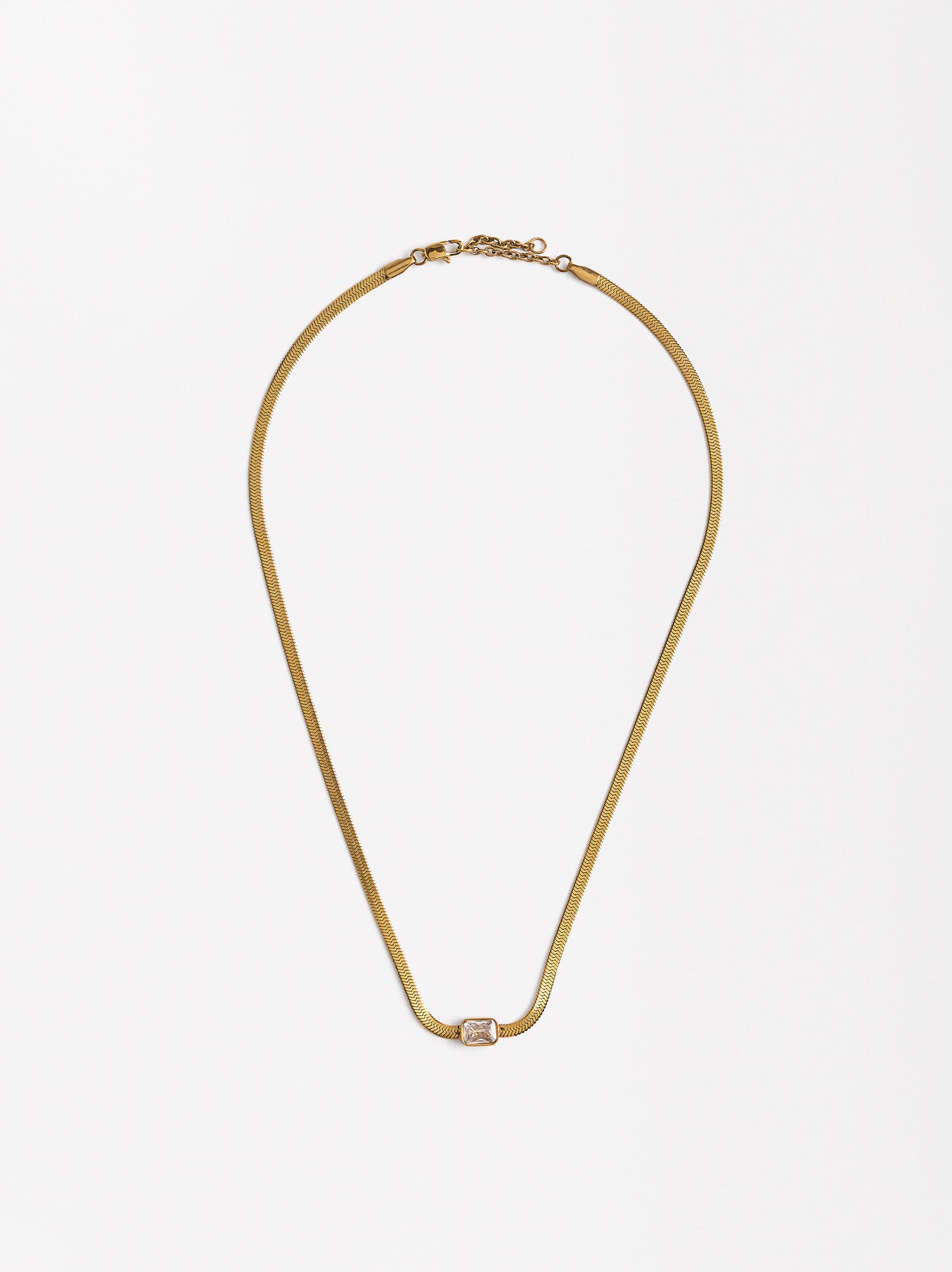 Set Necklace And Earrings With Crystals - Stainless Steel