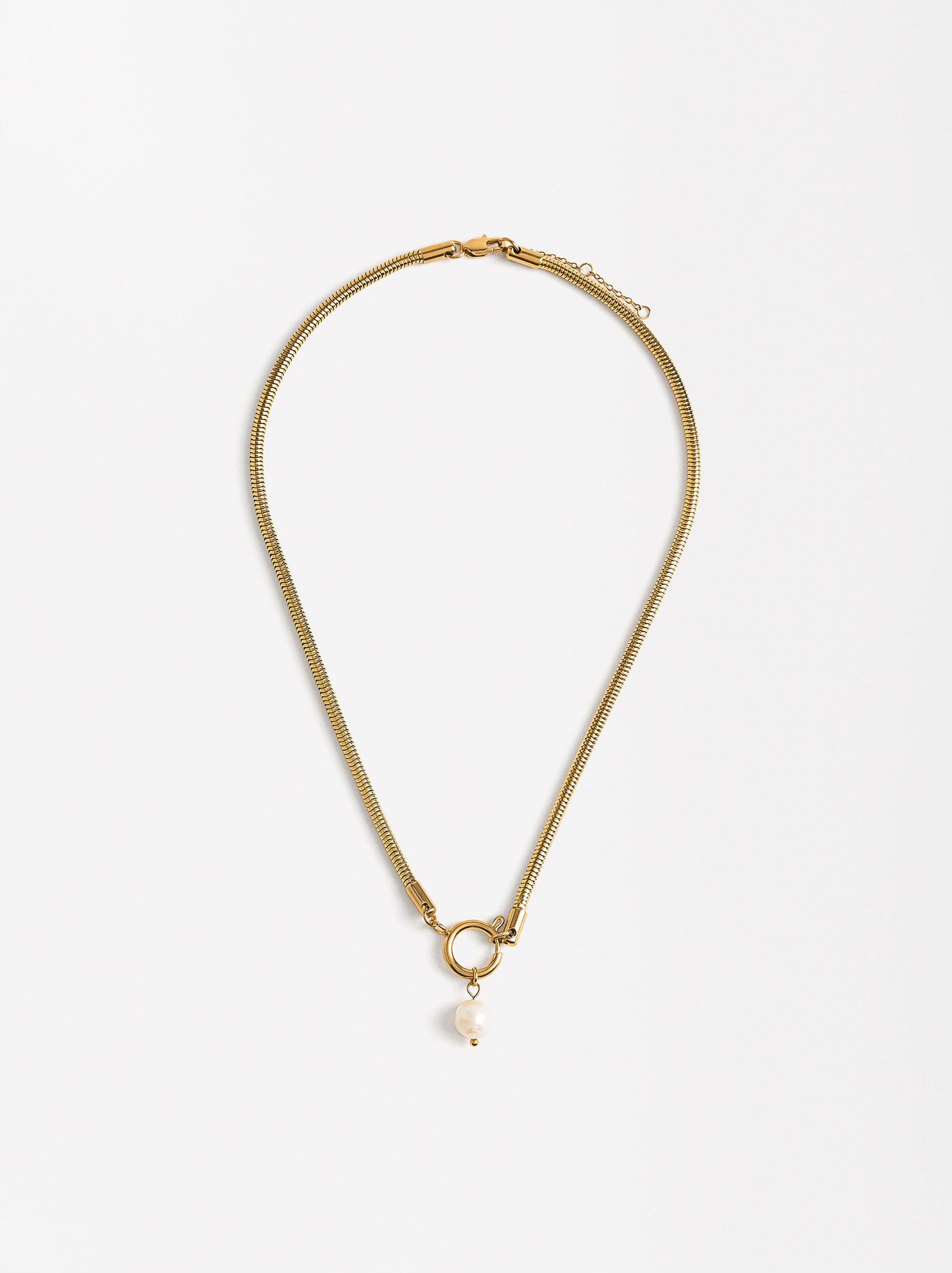 Necklace With Freshwater Pearl - Stainless Steel