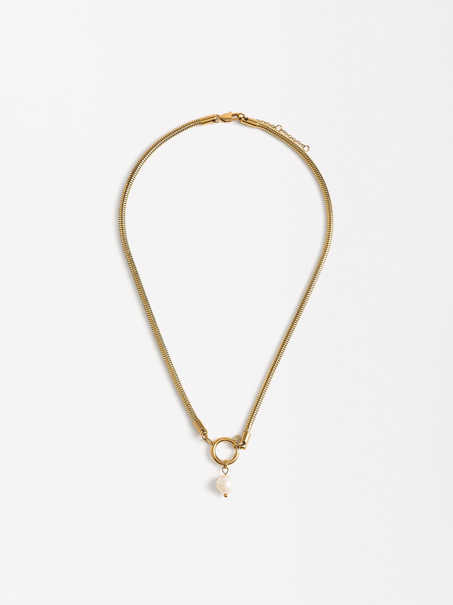 Necklace With Freshwater Pearl - Stainless Steel