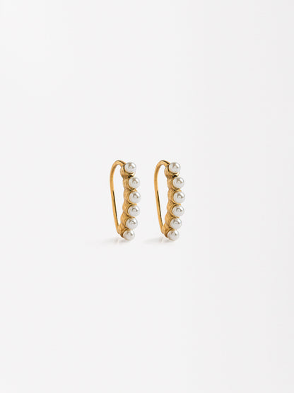 Earrings With Pearls - Stainless Steel