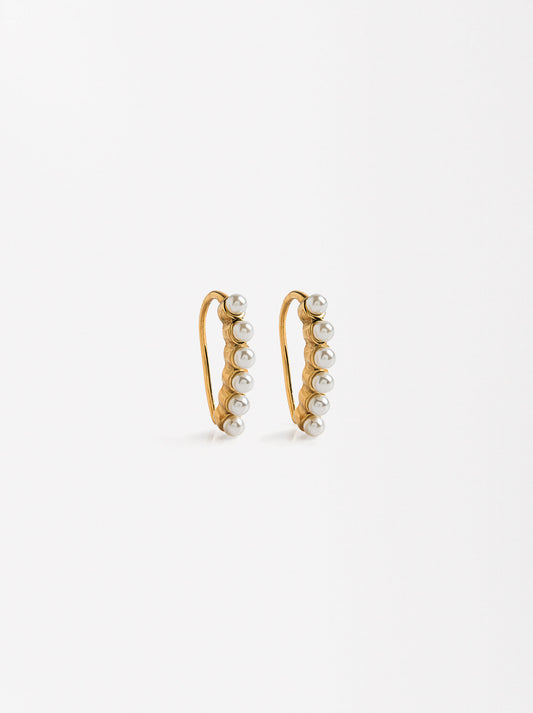 Earrings With Pearls - Stainless Steel