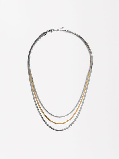 Triple Two-Tone Necklace - Stainless Steel