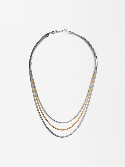Triple Two-Tone Necklace - Stainless Steel