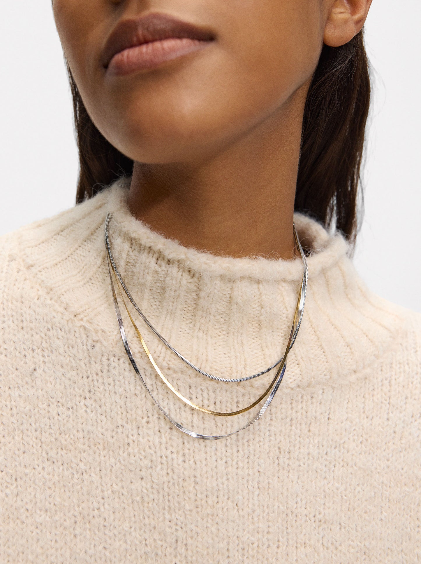 Triple Two-Tone Necklace - Stainless Steel