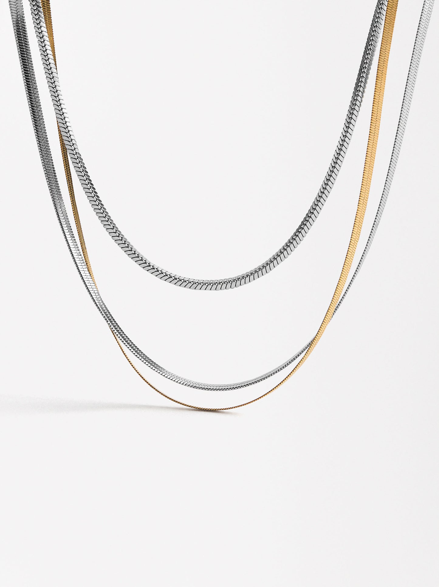 Triple Two-Tone Necklace - Stainless Steel