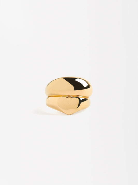 Heart Ring Set - Stainless Steel