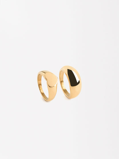 Heart Ring Set - Stainless Steel