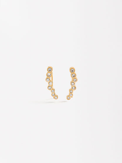 Earjack Earrings With Zirconias - Stainless Steel