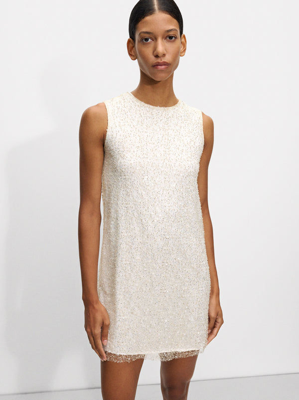 Short Dress With Sequins And Beads