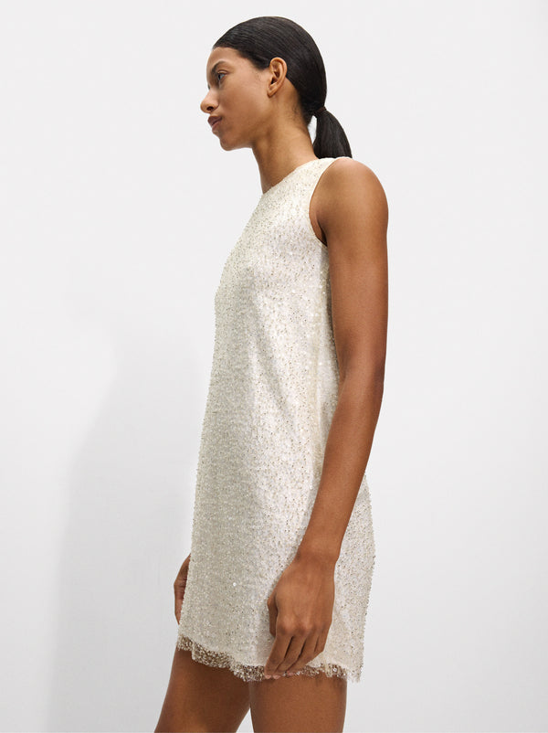 Short Dress With Sequins And Beads