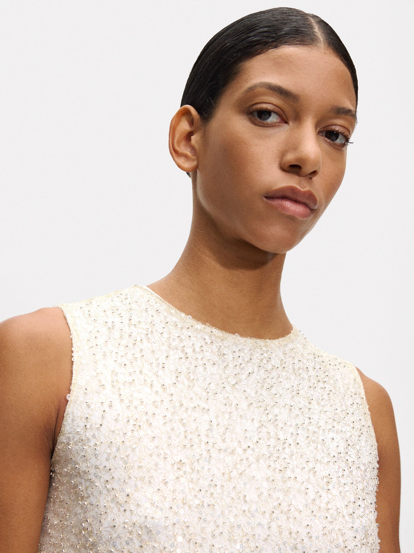 Short Dress With Sequins And Beads