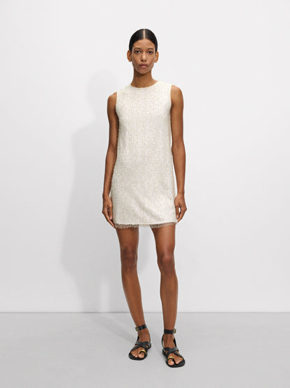 Short Dress With Sequins And Beads