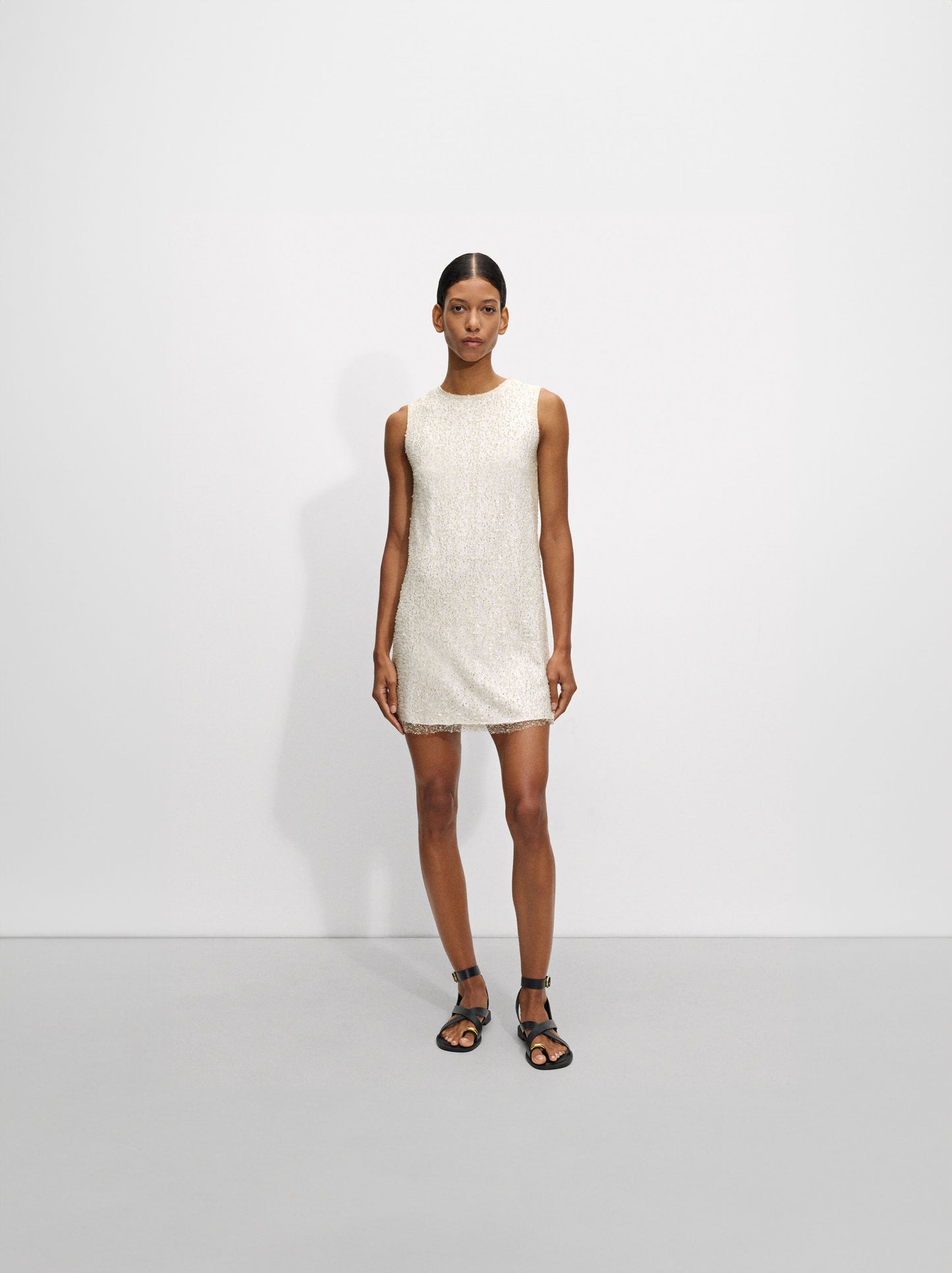 Short Dress With Sequins And Beads