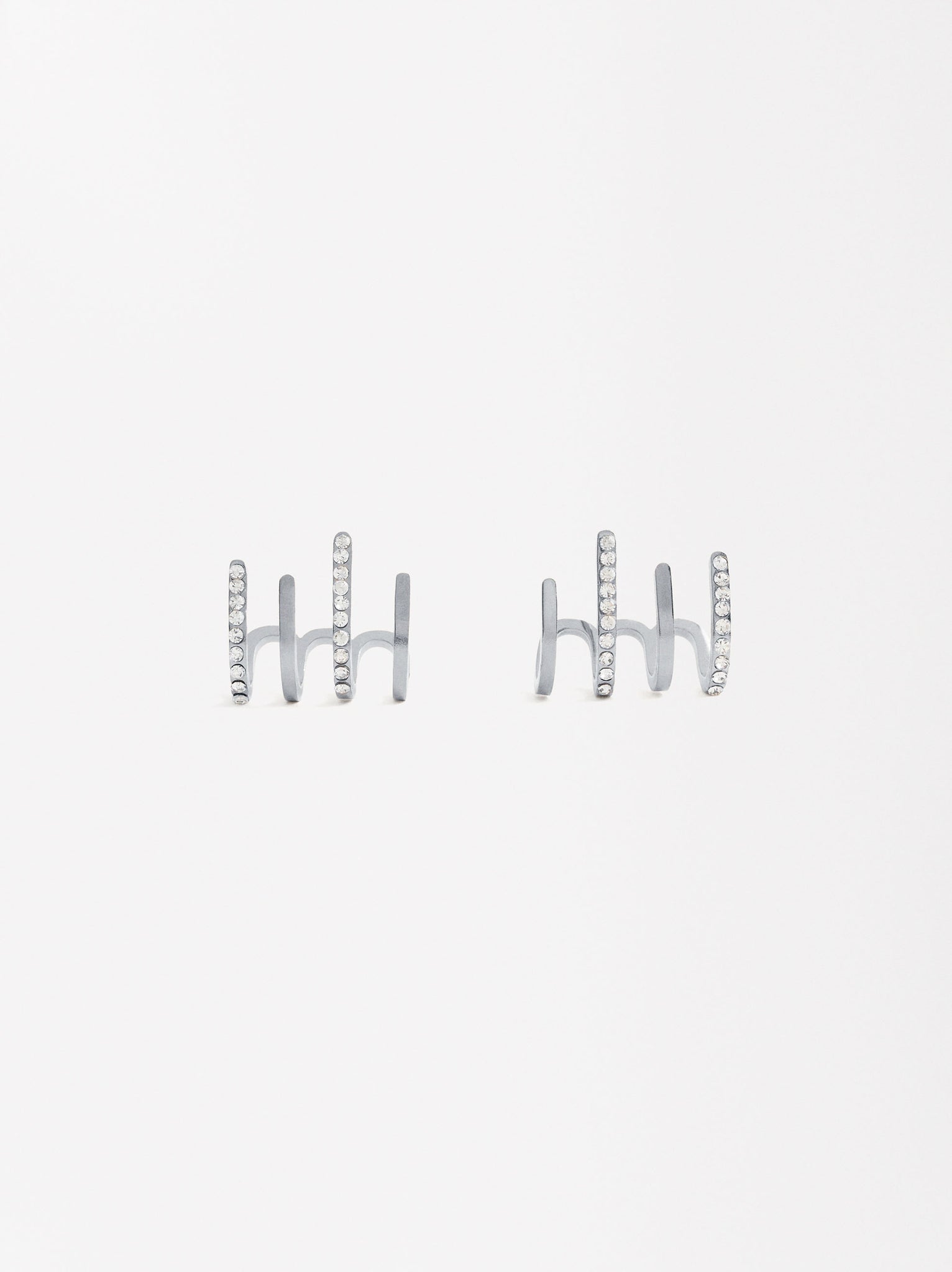 Earjack Earrings With Crystals - Stainless Steel