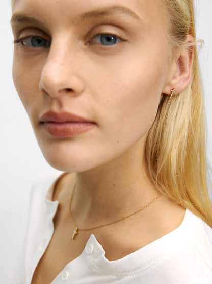 Cross Crystal Earrings Set With Necklace - Stainless Steel