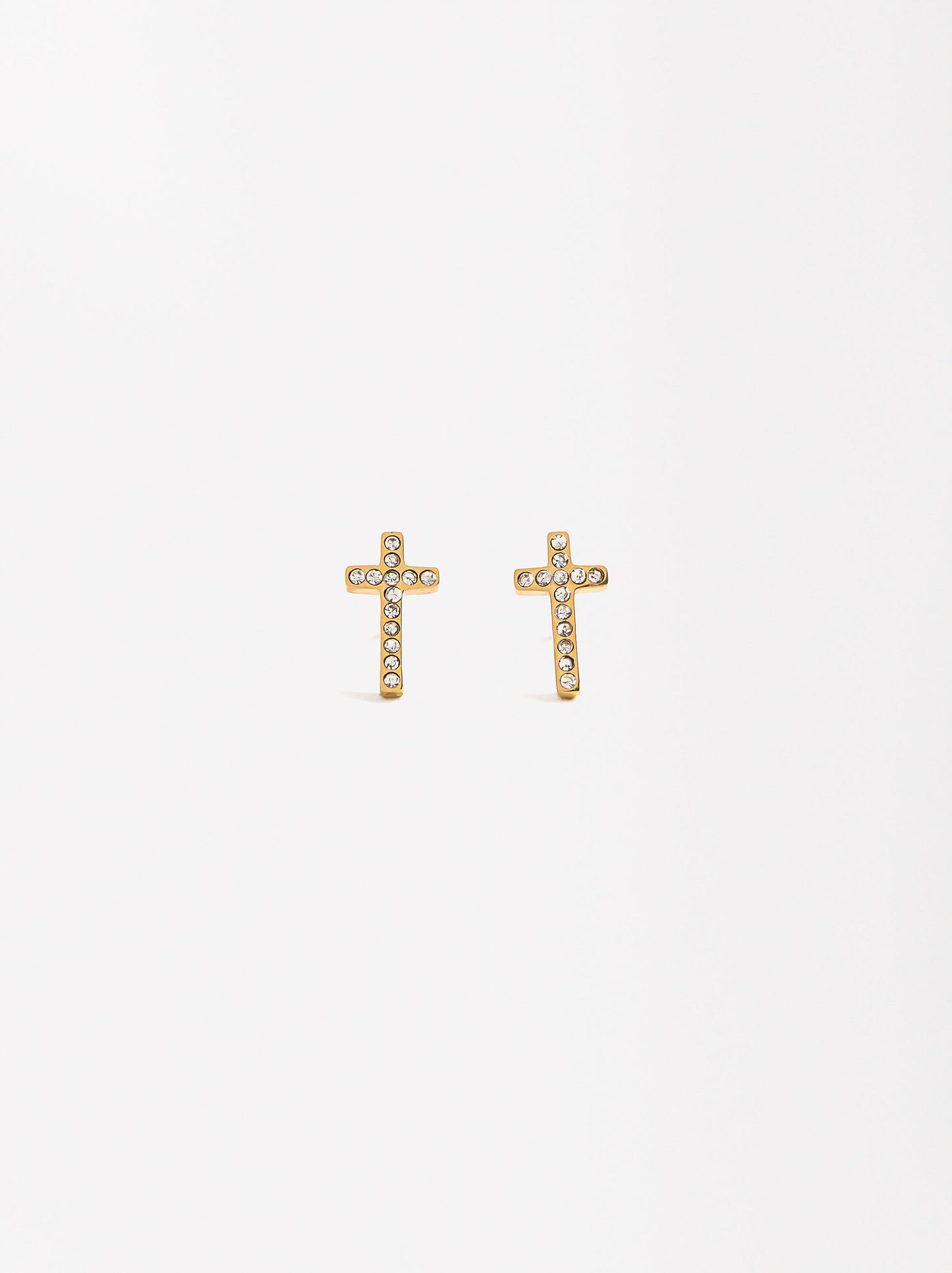 Cross Crystal Earrings Set With Necklace - Stainless Steel