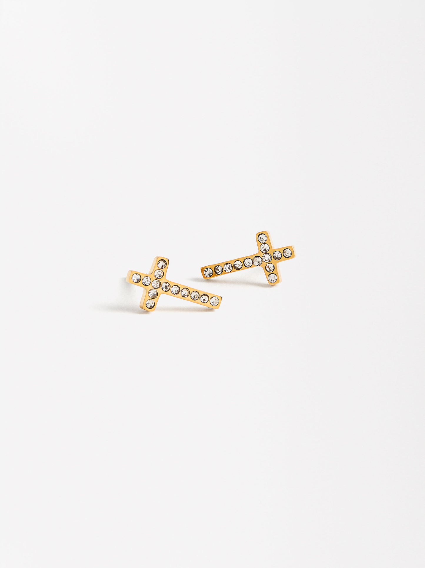 Cross Crystal Earrings Set With Necklace - Stainless Steel