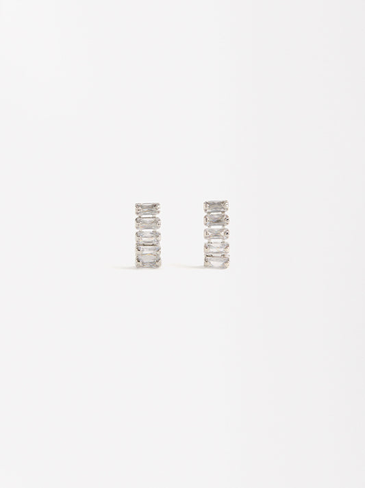 Short Earrings With Cubic Zirconia