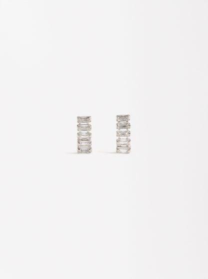 Short Earrings With Cubic Zirconia