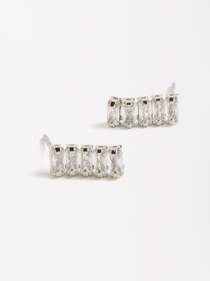 Short Earrings With Cubic Zirconia