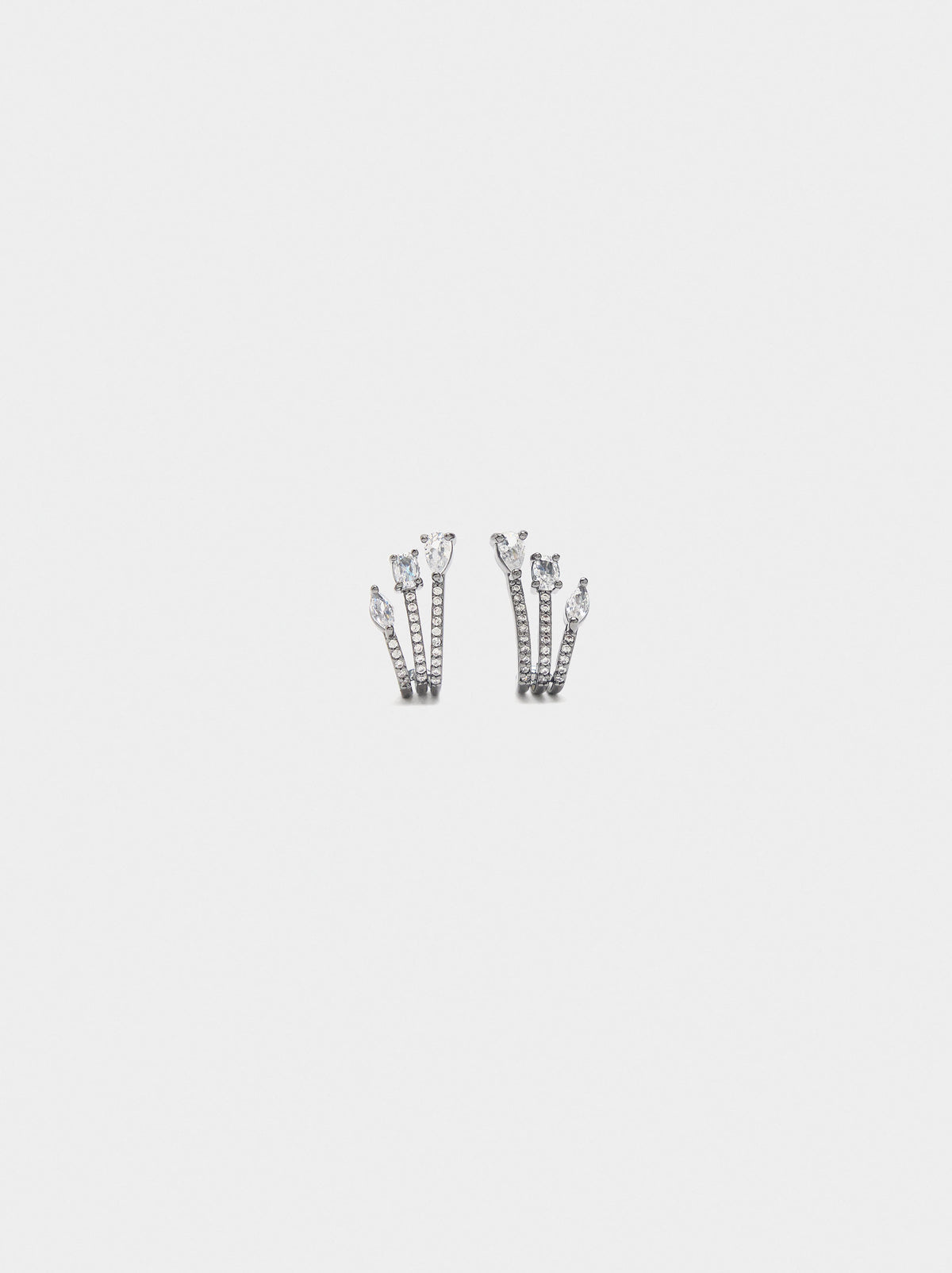 Triple Effect Earrings With Zirconia
