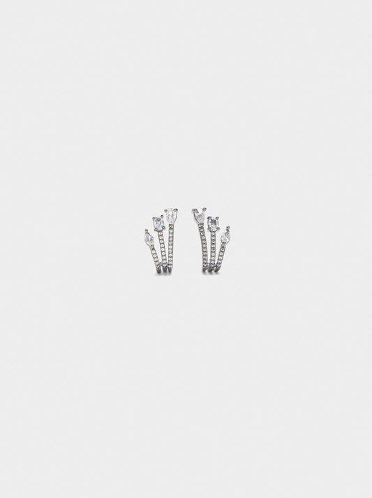 Triple Effect Earrings With Zirconia