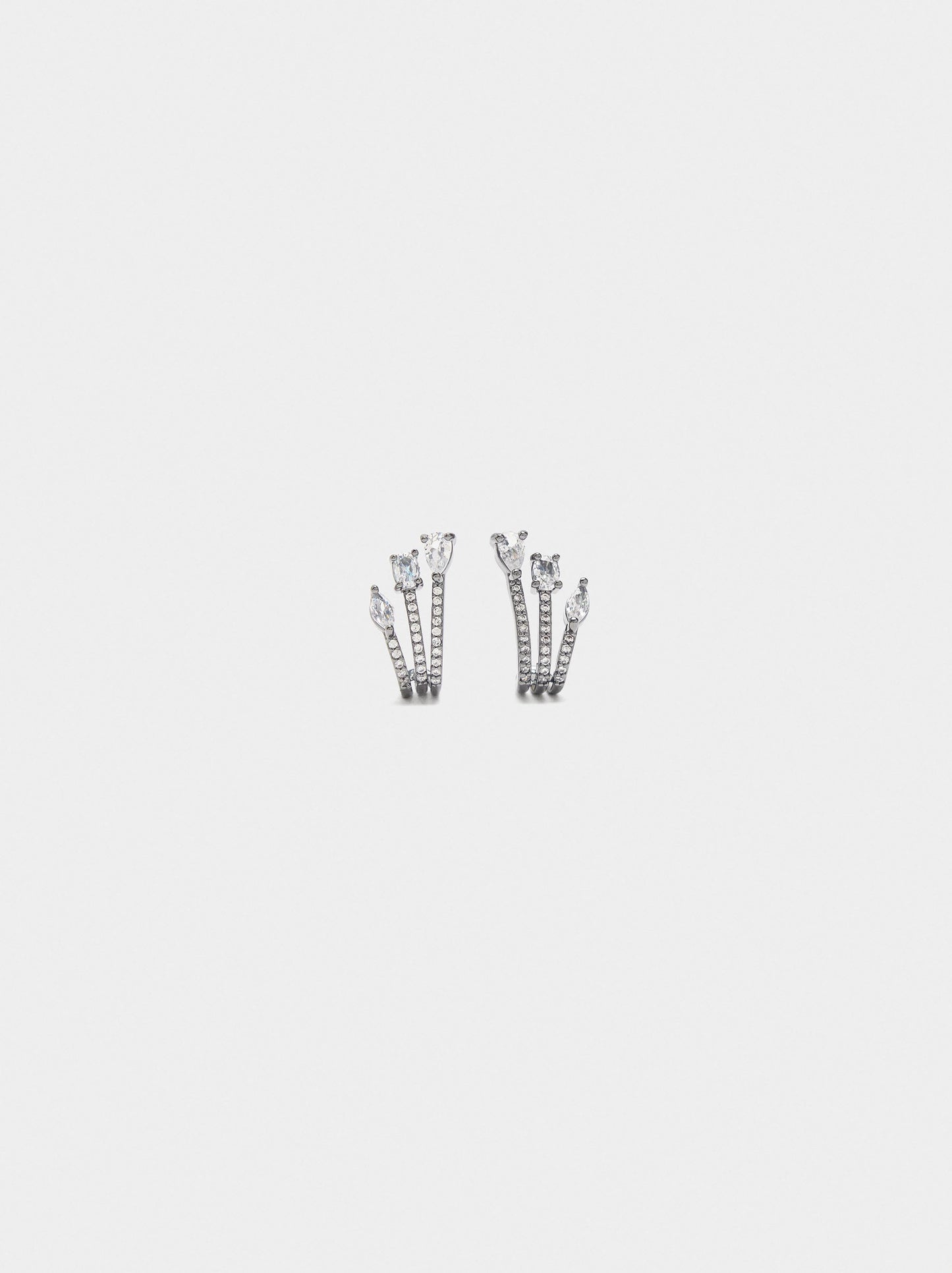 Triple Effect Earrings With Zirconia