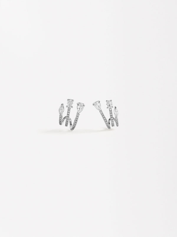 Triple Effect Earrings With Zirconias