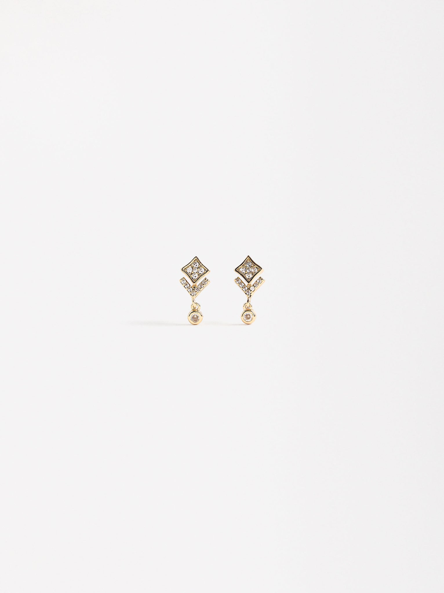 Rhomboid-Shaped Earrings With Zirconia