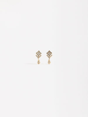 Rhomboid-Shaped Earrings With Zirconia