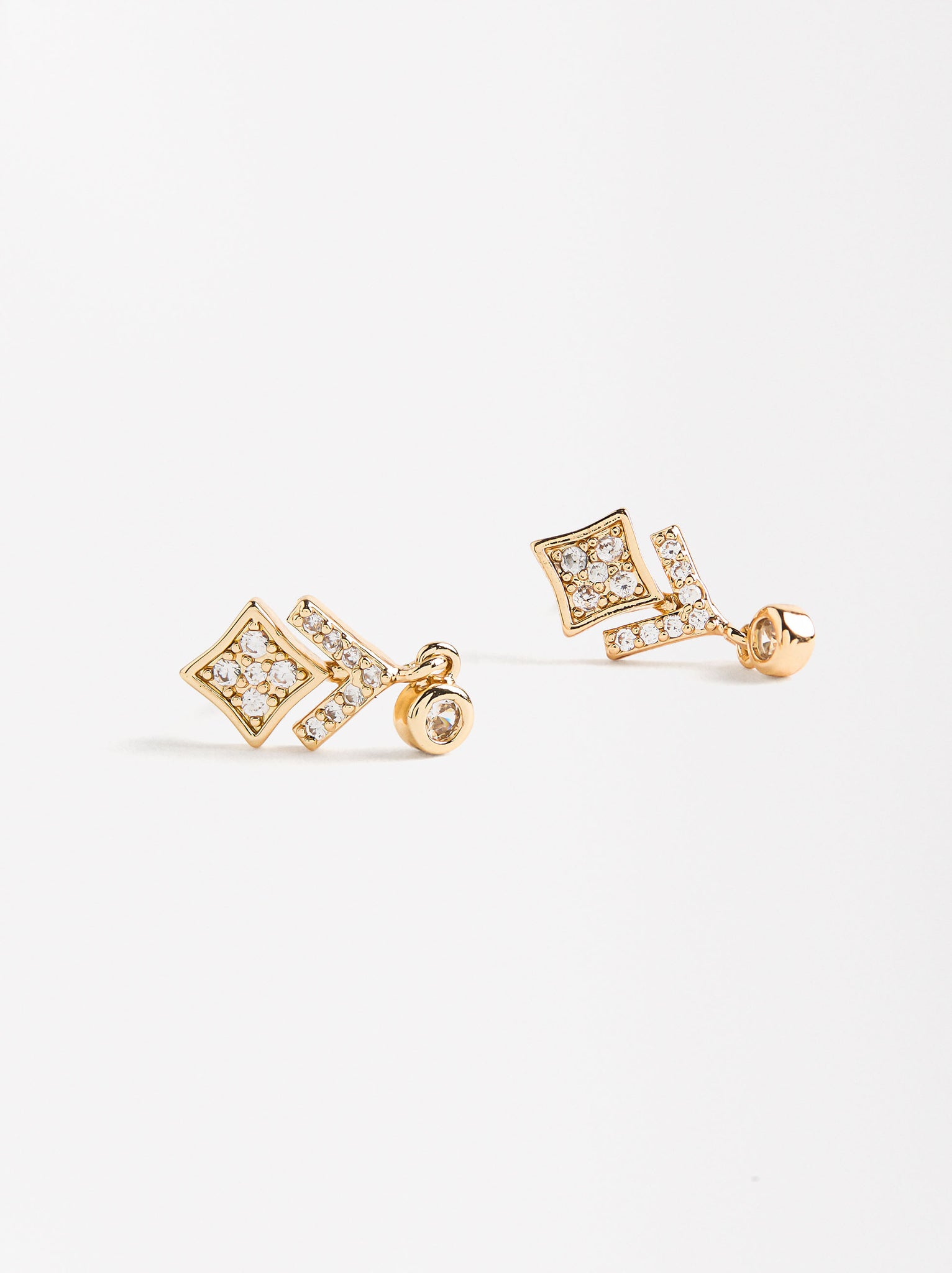 Rhomboid-Shaped Earrings With Zirconia