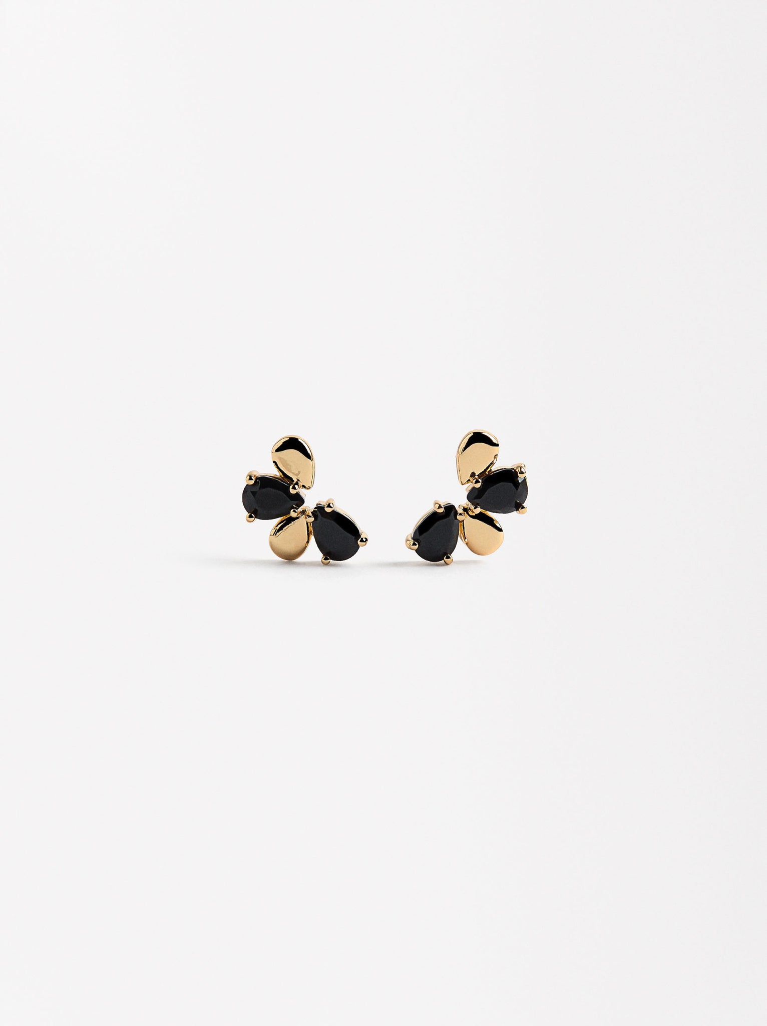 Half-Flower Earrings With Crystals