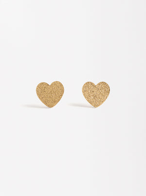 Heart Hammered Effect Earrings