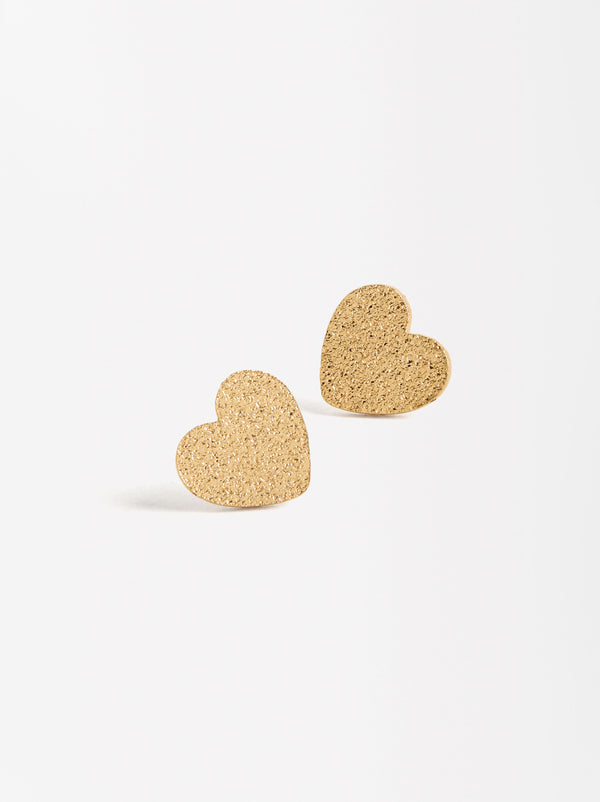 Heart Hammered Effect Earrings