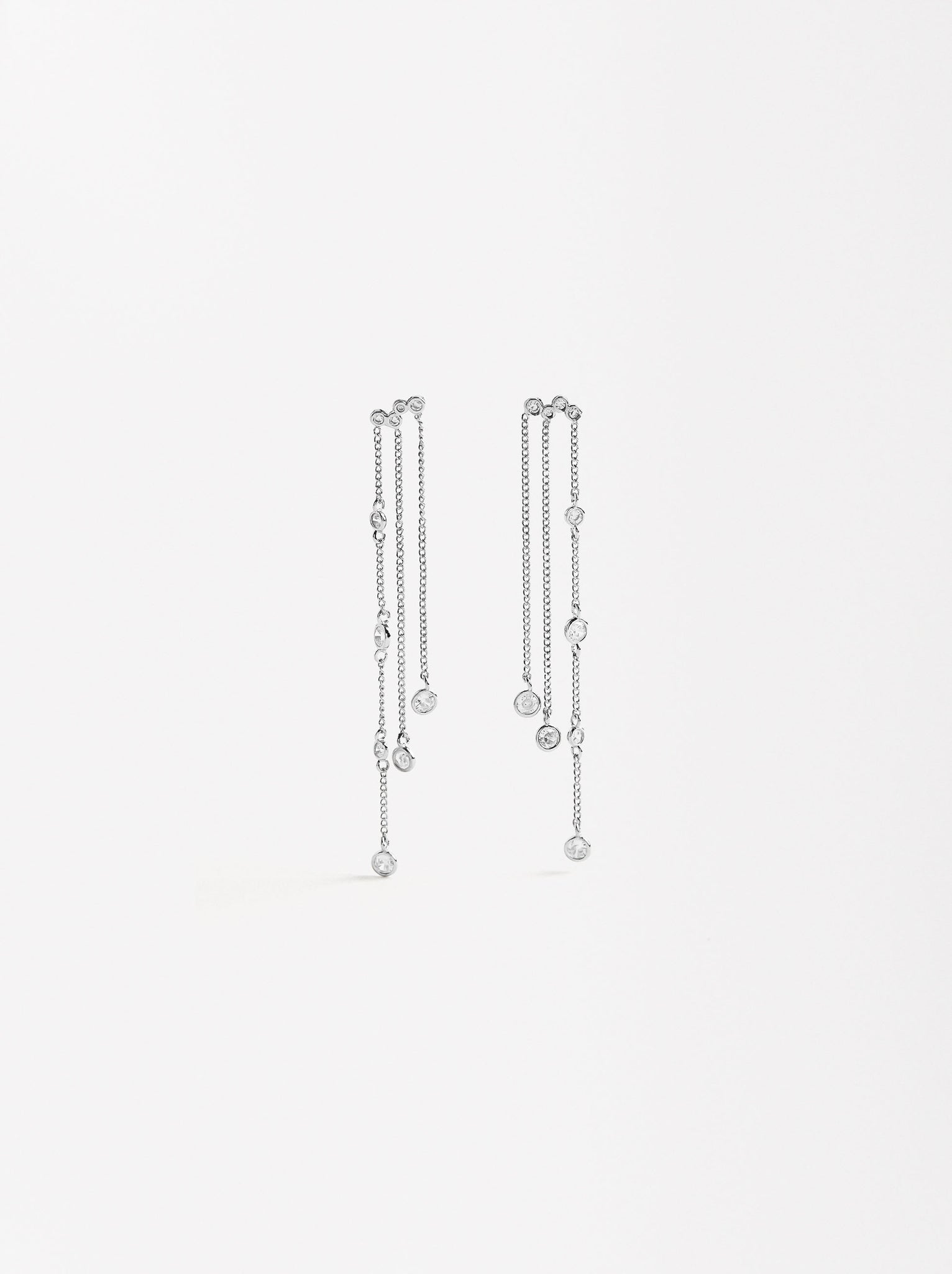 Long Multi-Chain Earrings With Zirconias