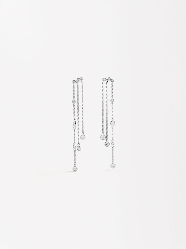 Long Multi-Chain Earrings With Zirconias