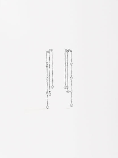 Long Multi-Chain Earrings With Zirconias