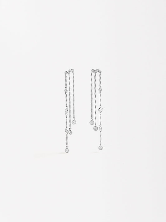 Long Multi-Chain Earrings With Zirconias