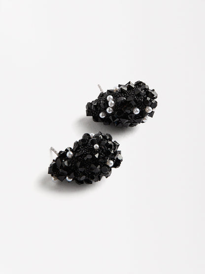 Oval Earrings With Crystals